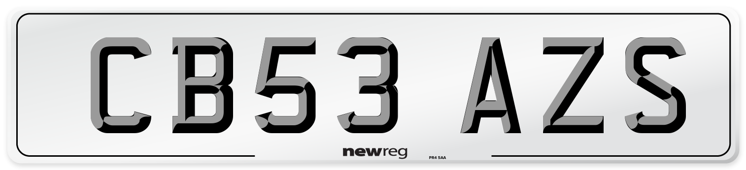 CB53 AZS Number Plate from New Reg